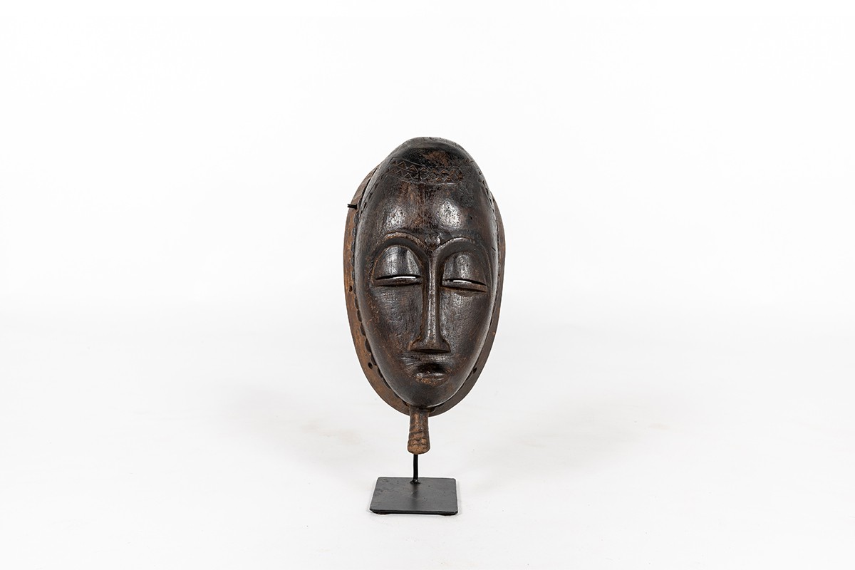 Masque africain décoratif Baoulé en bois Côte d'Ivoire 1960