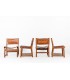 Low chairs in leather and beech Spanish design 1950 set of 4