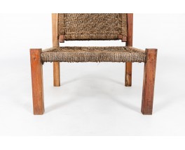 Low chairs in teak and rope 1950 set of 2