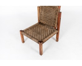 Low chairs in teak and rope 1950 set of 2