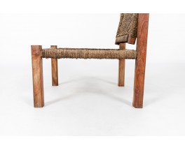 Low chairs in teak and rope 1950 set of 2