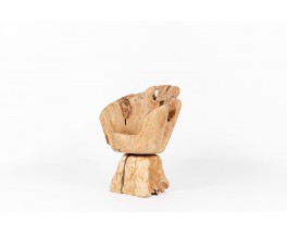 Armchair in elm brutalist design 1950