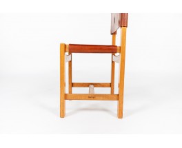 Chairs in elm and leather edition Maison Regain 1980 set of 10