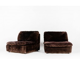 Low chairs in alcantara edition Meuble Roset 1970 set of 2