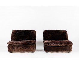 Low chairs in alcantara edition Meuble Roset 1970 set of 2