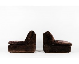 Low chairs in alcantara edition Meuble Roset 1970 set of 2