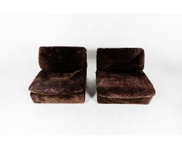 Low chairs in alcantara edition Meuble Roset 1970 set of 2