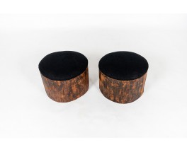 Stools in oak with black linen 1950 set de 2