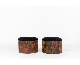 Stools in oak with black linen 1950 set de 2