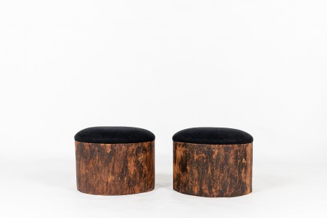 Stools in oak with black linen 1950 set de 2