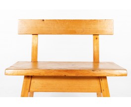 Benches small model with backrest in pine 1950 set of 2