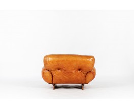 Fauteuil en cuir et palissandre design italien 1970