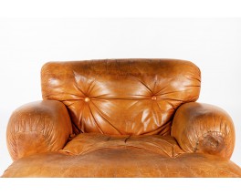 Fauteuil en cuir et palissandre design italien 1970