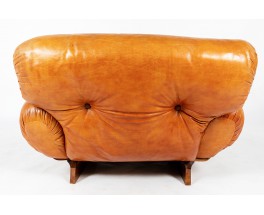 Fauteuil en cuir et palissandre design italien 1970