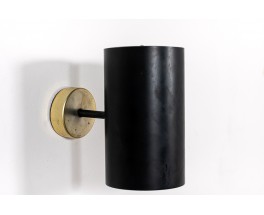Appliques en métal noir et aluminium doré modèle Cylindre édition Parscot 1950 set de 2