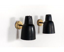 Wall lamps in black metal and gold aluminum edition Parscot 1950 set of 2