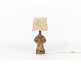 Lamp in ceramic Raphael Giarrusso rope lamshade 1960