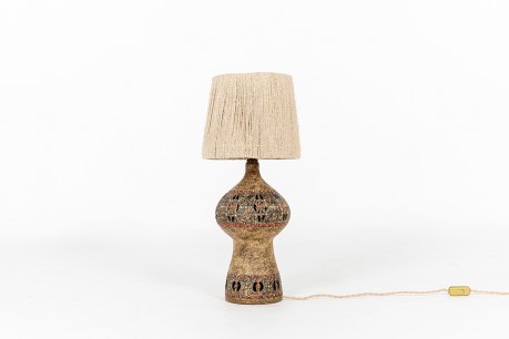 Lamp in ceramic Raphael Giarrusso rope lamshade 1960