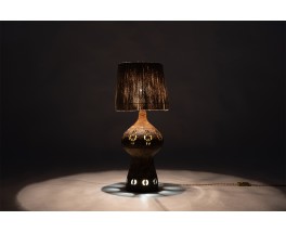 Lampe en céramique Raphaël Giarrusso abat-jour en corde 1960