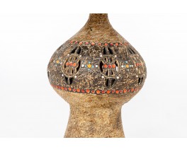 Lamp in ceramic Raphael Giarrusso rope lamshade 1960