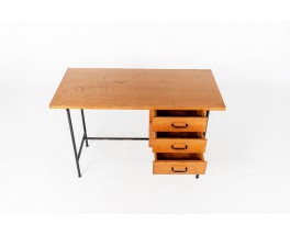 Desk in black metal and oak veneer 1950