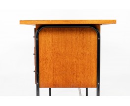 Desk in black metal and oak veneer 1950