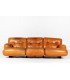 Sofa in leather and rosewood Italian design 1980
