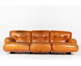 Sofa in leather and rosewood Italian design 1980