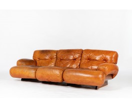 Sofa in leather and rosewood Italian design 1980