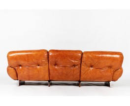 Sofa in leather and rosewood Italian design 1980