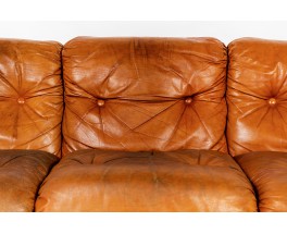 Sofa in leather and rosewood Italian design 1980