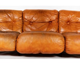 Sofa in leather and rosewood Italian design 1980