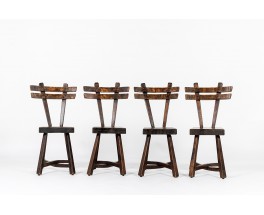 Chairs in tinted pine 1950 set of 4