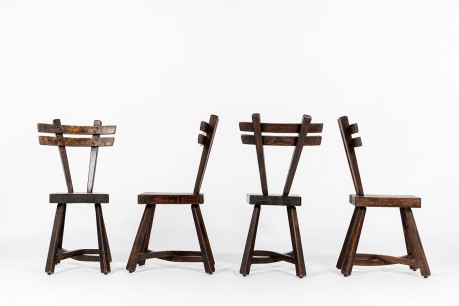 Chairs in tinted pine 1950 set of 4