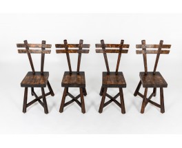 Chairs in tinted pine 1950 set of 4