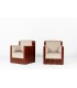 Armchairs in mahogany and velvet Art Deco design 1930 set of 2