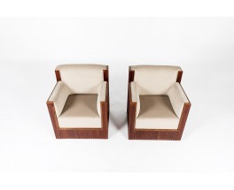 Armchairs in mahogany and velvet Art Deco design 1930 set of 2