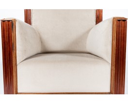 Fauteuils en acajou et velours design Art Déco 1930 set de 2