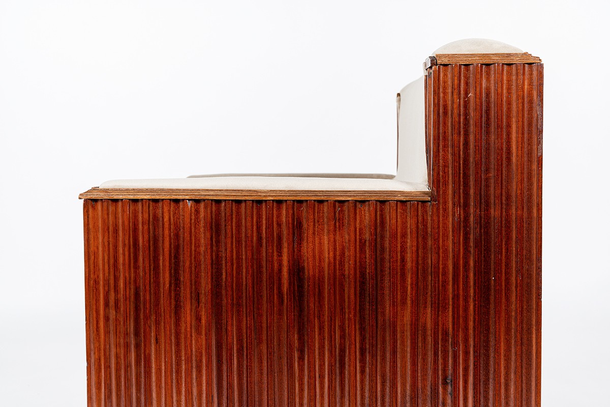 Armchairs in mahogany and velvet Art Deco design 1930 set of 2
