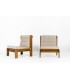 Low chairs in elm and Maison Thevenon fabric 1980 set de 2
