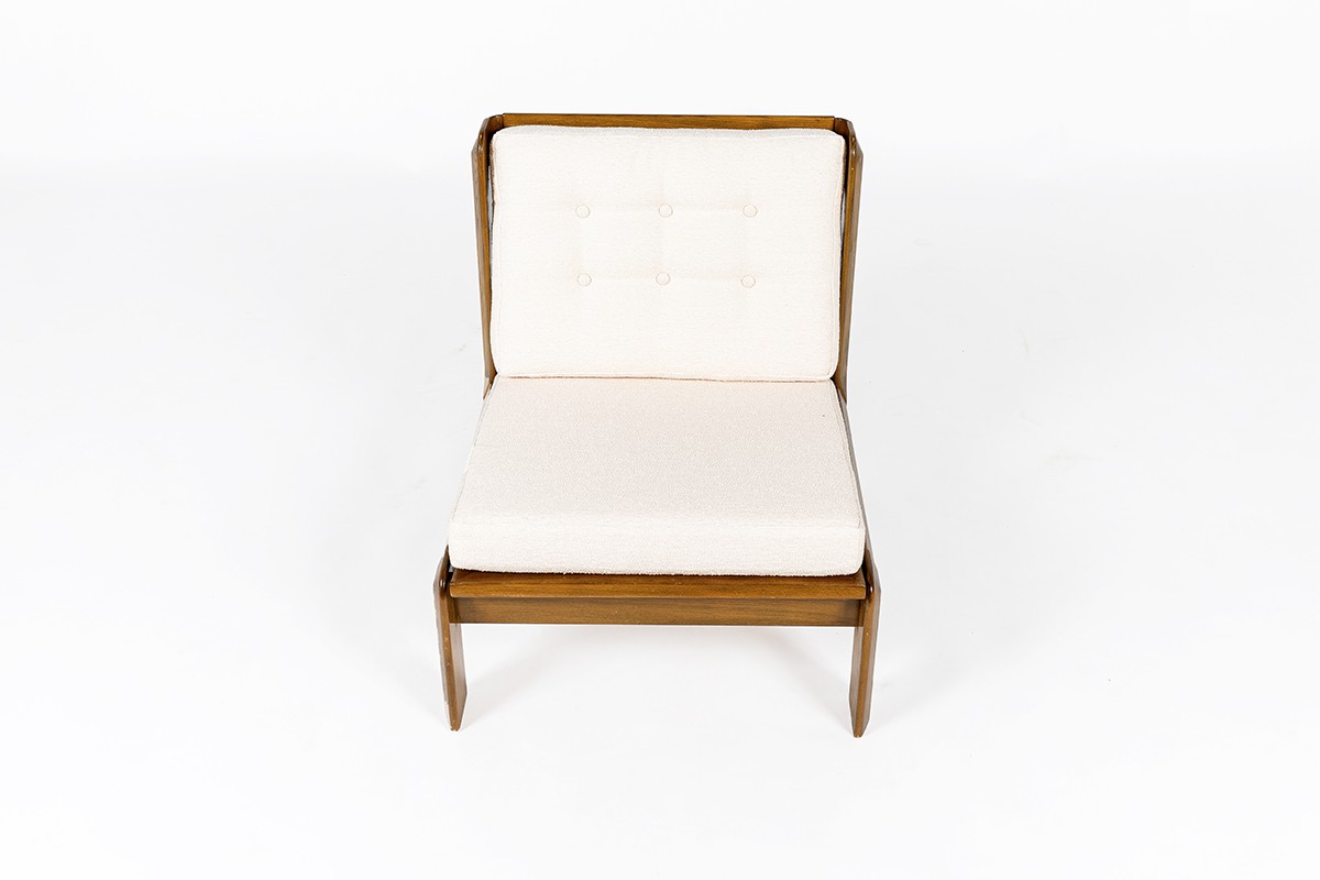 Low chairs in elm and terry fabric from Maison Thevenon 1980