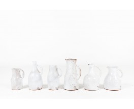 Set of pitcher Norbert Pierlot in ceramic 1960 set of 6