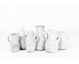 Set of pitcher Norbert Pierlot in ceramic 1960 set of 6