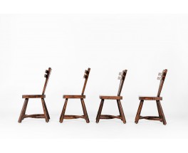 Chairs in tinted pine 1950 set of 4