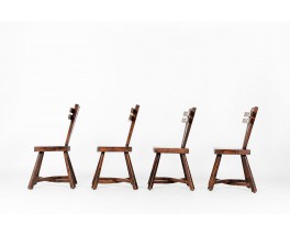 Chaises en pin teinté 1950 set de 4