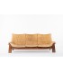 Sofa in pine and camel leather 1950