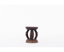 Tabouret Dogon rond en bois design africain 1950