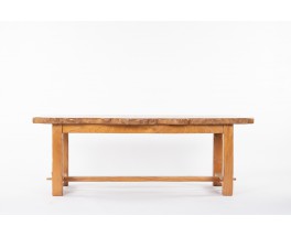 Rectangular dining table in elm burl brutalist design 1980