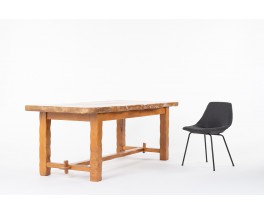Rectangular dining table in elm burl brutalist design 1980