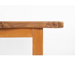 Rectangular dining table in elm burl brutalist design 1980